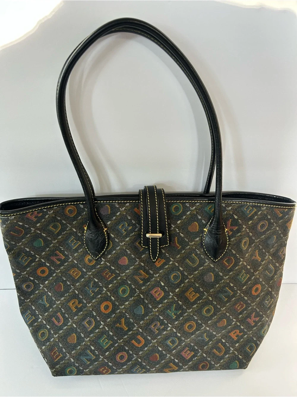 Dooney & Bourke Multicolor Monogram Tote with Black Trim